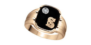 10K Yellow & White Gold Men’s Onyx and Diamond Ring