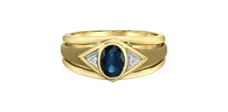 10K Yellow Gold Men’s Sapphire and Diamond Ring