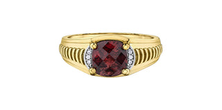 10K Yellow Gold Men’s Garnet and Diamond Ring