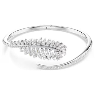 Swarovski Vienna bangle, Mixed cuts, Feather, White, Rhodium plated 5754275