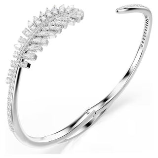 Swarovski Vienna bangle, Mixed cuts, Feather, White, Rhodium plated 5754275