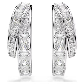 Swarovski Vienna hoop earrings, Mixed cuts, White, Rhodium plated 5749069
