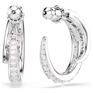 Swarovski Vienna hoop earrings, Mixed cuts, White, Rhodium plated 5749069