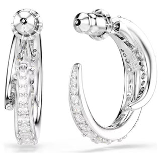 Swarovski Vienna hoop earrings, Mixed cuts, White, Rhodium plated 5749069