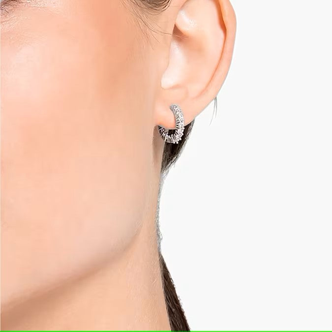 Swarovski - Vittore/Matrix hoop earrings, Round cut, White, Rhodium plated 5562126/5633866 (SS)