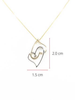 Collar de corazón de diamantes en oro de 10 quilates en dos tonos - 18"