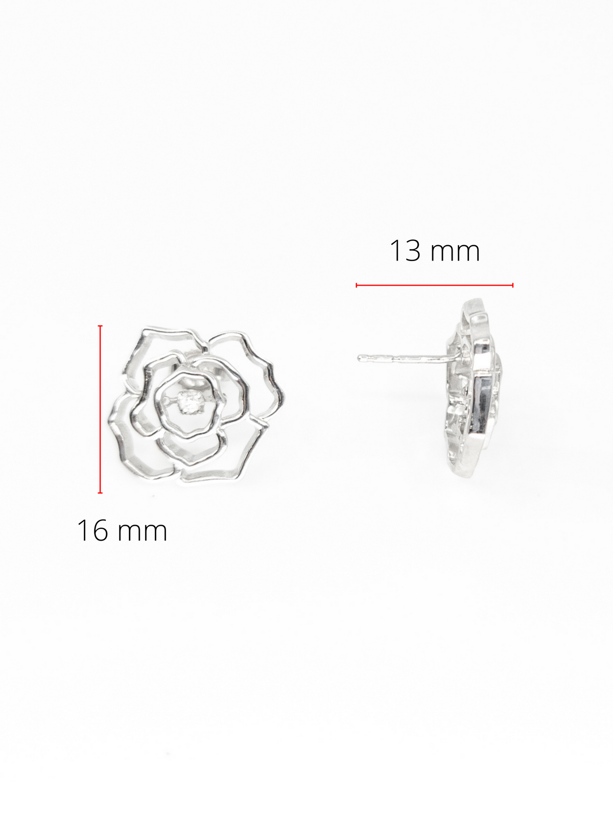 Pendiente de flor de diamante de plata de ley de 0,04 quilates