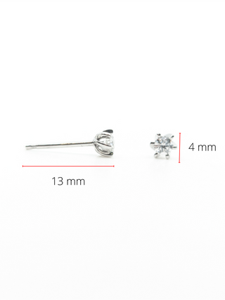 Aretes de oro blanco de 10 quilates con diamantes canadienses de talla redonda de 0,16 quilates
