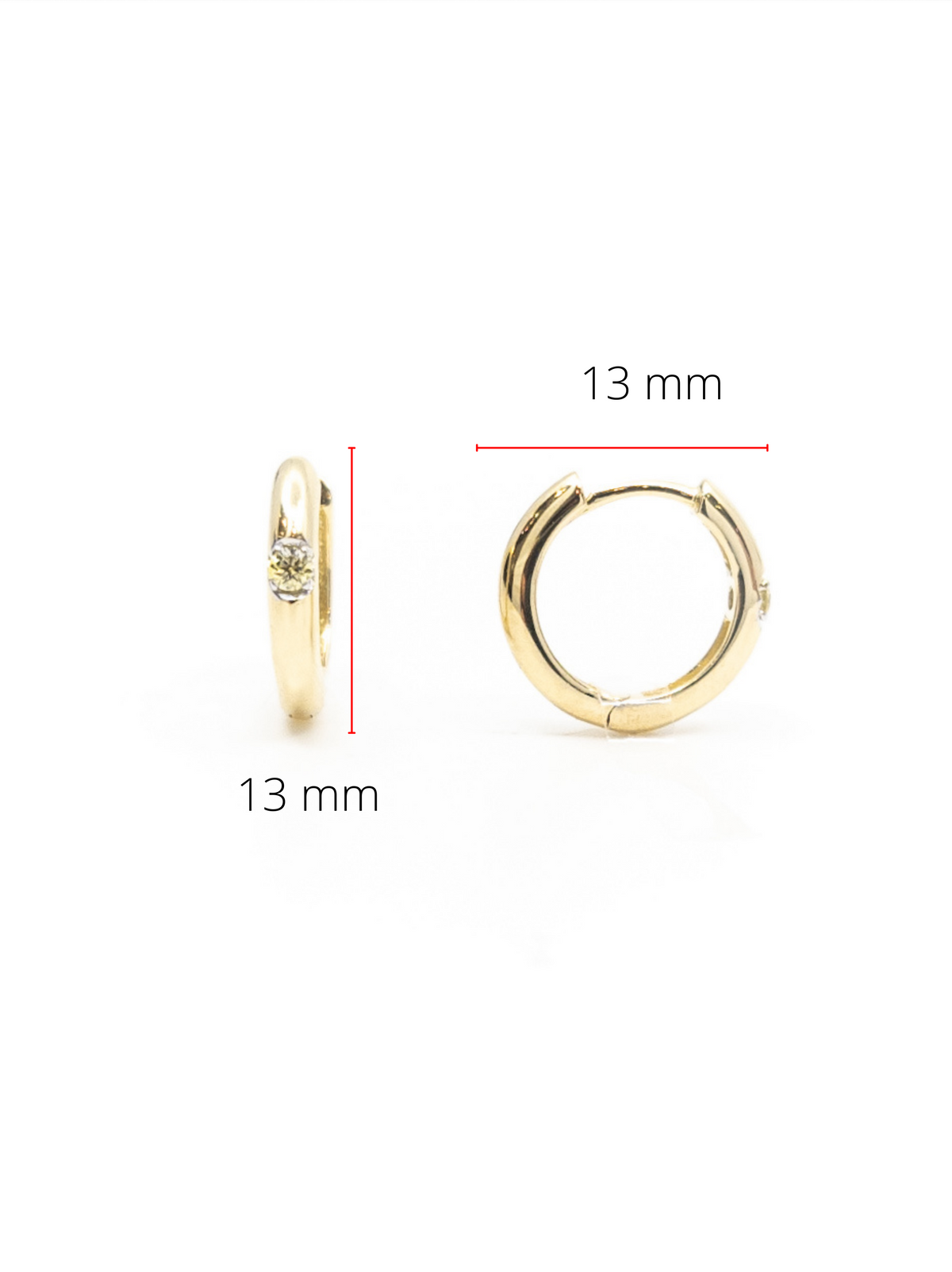 Pendiente con bisagras tipo argolla de diamante canadiense de talla redonda de 0,06 quilates de oro amarillo de 10 quilates