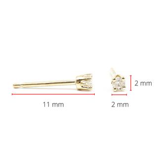 Aretes de diamantes en oro amarillo de 14 quilates