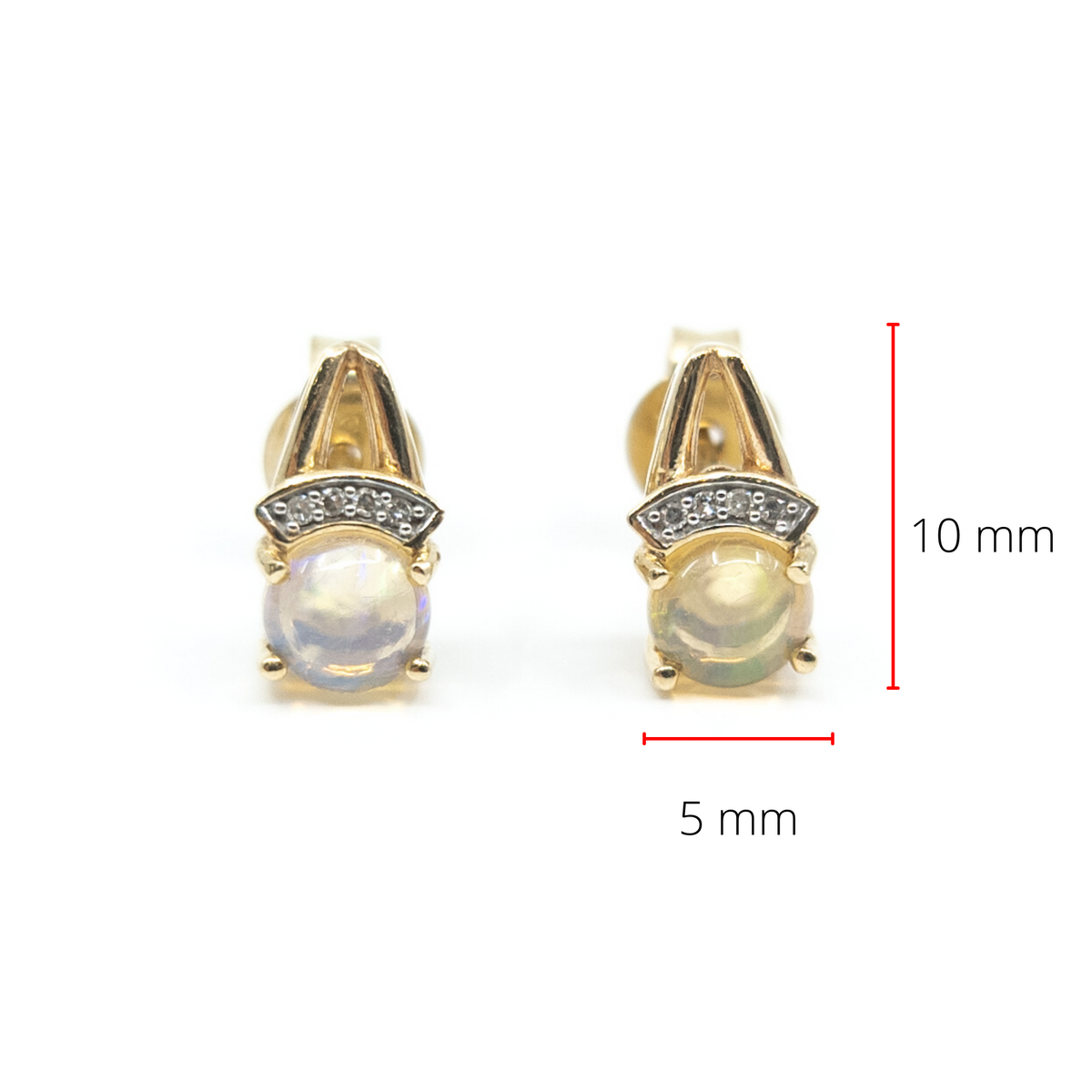 10K Yellow Gold Opal &amp; Diamond Earrings