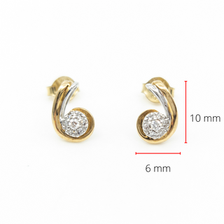 Pendiente de diamantes en oro amarillo y blanco de dos tonos de 10 quilates