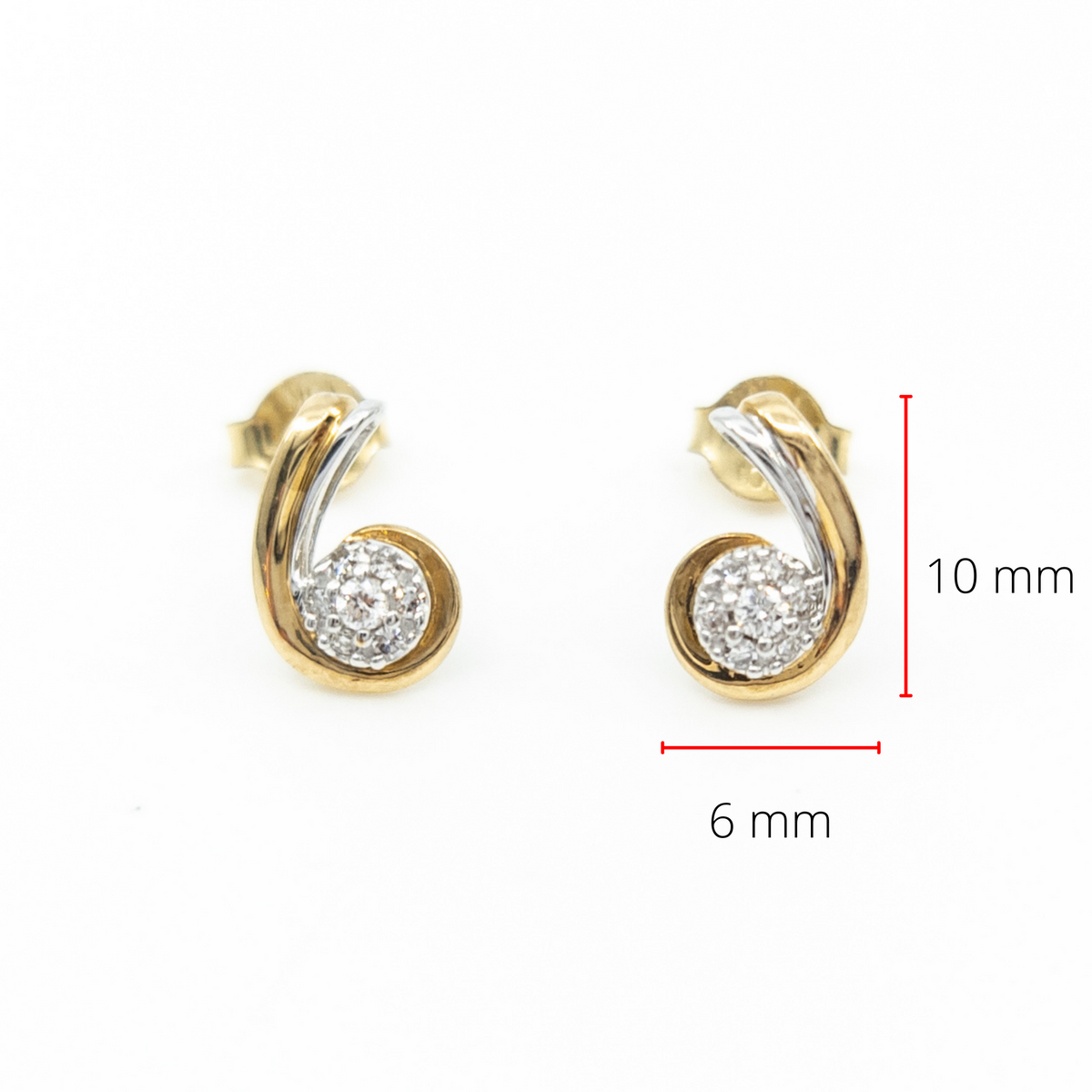 10K Two Tone Yellow and White Gold Diamond Earring