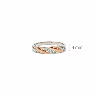 10k White & Rose Gold 0.054cttw Diamond Ring, size 6.5