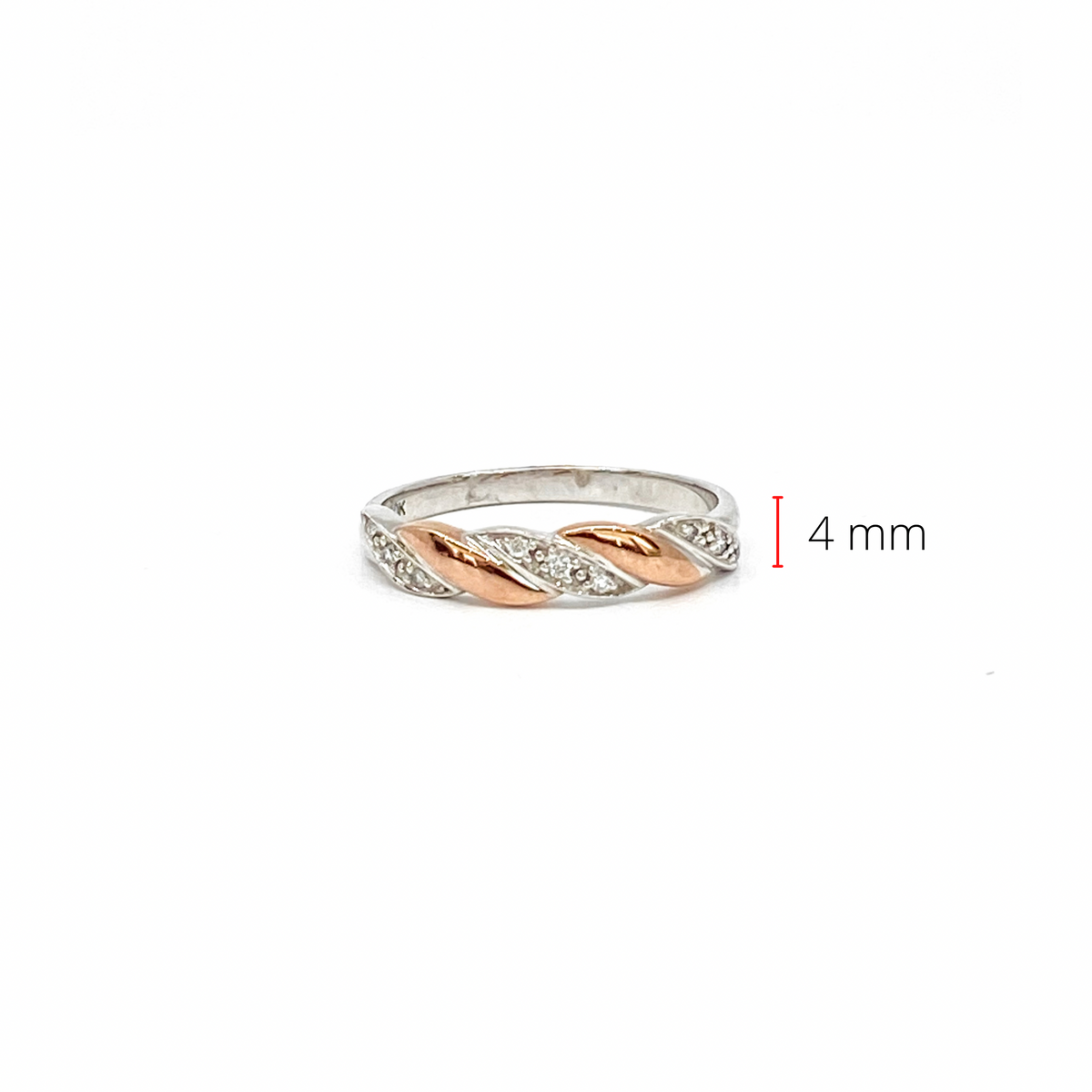 10k White &amp; Rose Gold 0.054cttw Diamond Ring, size 6.5