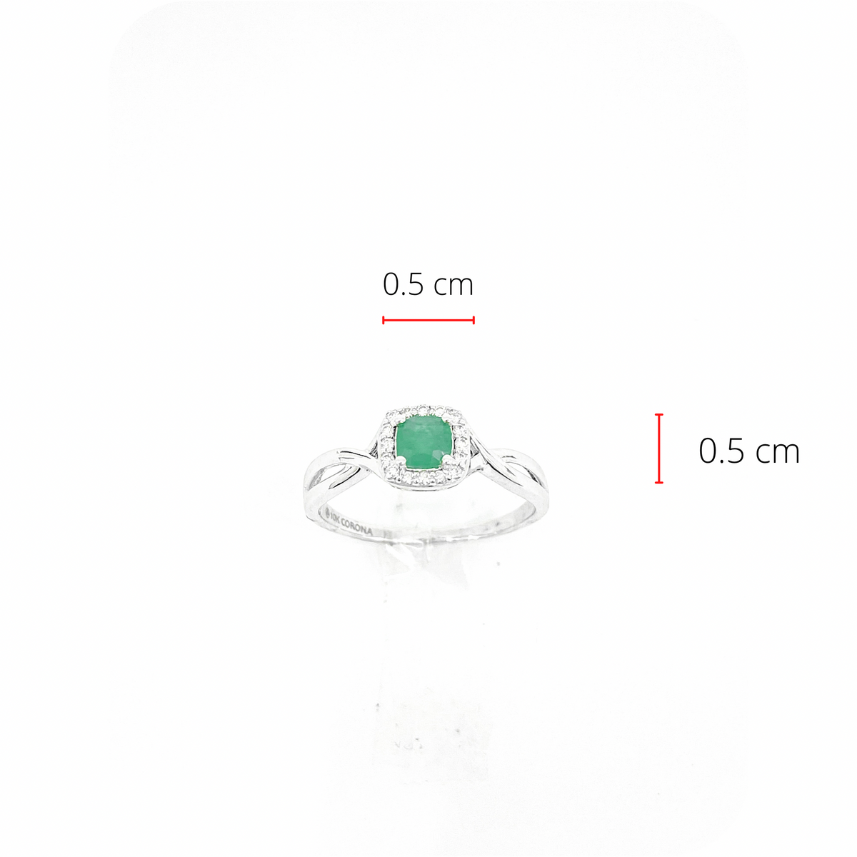 10K White Gold 0.30cttw Genuine Emerald and 0.07cttw Diamond Ring, size 6.5