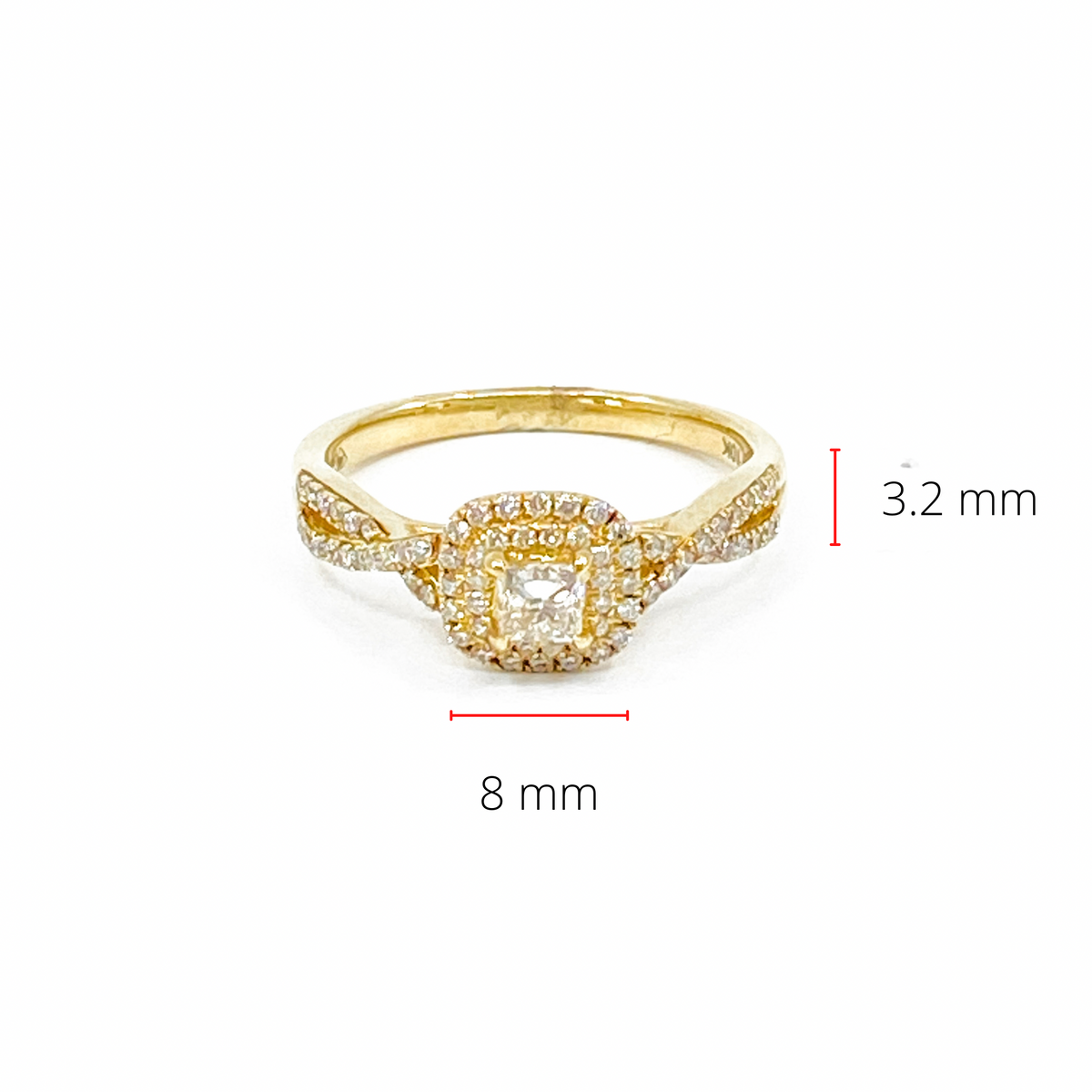 10K Yellow Gold 0.50cttw Diamond Halo Engagement Ring, size 6.5