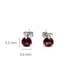 Arete de oro blanco de 10 quilates con granate de talla redonda de 1,30 quilates