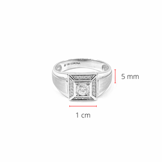 Anillo de diamantes canadienses de 0,30 quilates para caballero en oro blanco de 10 quilates, talla 10
