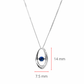 Colgante de oro blanco de 10 quilates con zafiro auténtico de 0,12 quilates y diamante de 0,013 quilates, 18"