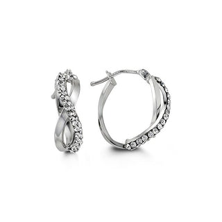 Pendientes de oro blanco de 10 quilates con circonita cúbica de 18 mm
