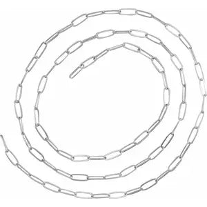 Cadena tipo cable ultraligera con clip de papel de 2 mm de oro blanco de 14 quilates por pulgada - Pulsera / Collar / Tobillera Joyería permanente