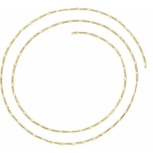14K Yellow Gold 1.28 mm Concave Figaro Chain by the Inch - Bracelet / Necklace / Anklet Permanent Jewellery
