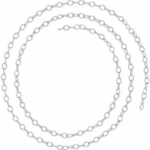 Cadena tipo cable de oro blanco de 14 quilates de 2,5 mm por pulgada - Pulsera / Collar / Tobillera Joyería permanente