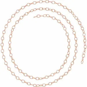 14K Rose Gold 2.5 mm Cable Chain by the Inch - Bracelet / Necklace / Anklet Permanent Jewellery