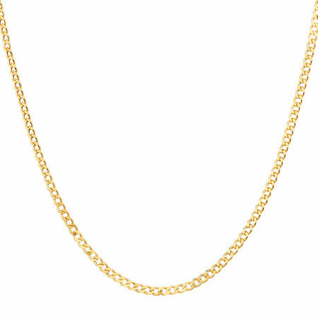 10K Yellow Gold 1mm Curb Chain with Spring Clasp - 22 Inches