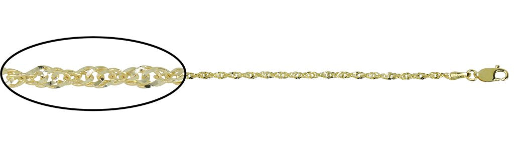 Cadena Singapur de doble giro de 2,8 mm de oro amarillo de 10 quilates con cierre de langosta - 22 pulgadas