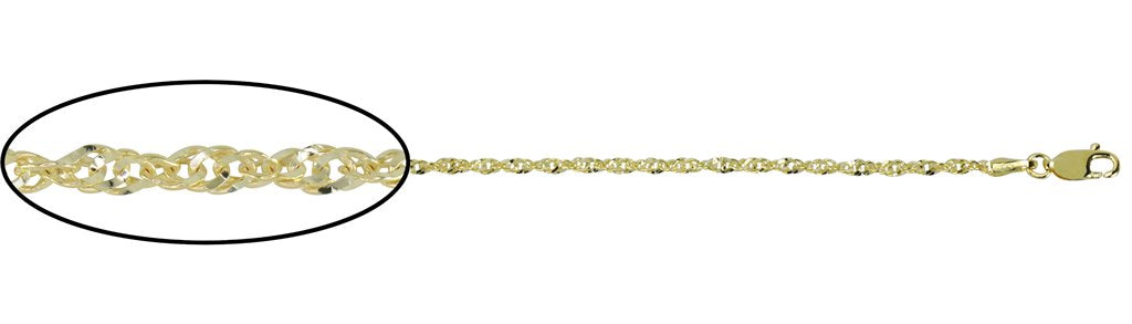 10K Yellow Gold 1.0mm Singapore Chain with Spring Clasp - 18 Inches