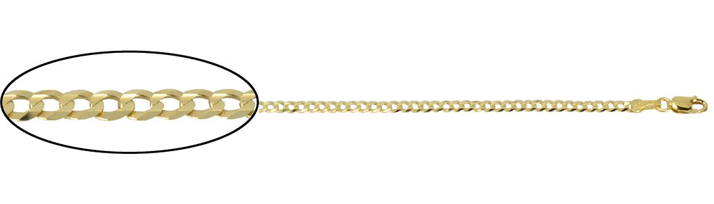 Cadena curvada de oro amarillo de 10 quilates de 1,9 mm con cierre de langosta - 20 pulgadas