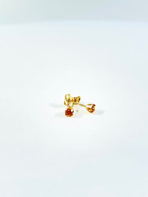 10K Yellow Gold 3mm Synthetic Citrine Stud Earrings with 4 Claw Setting