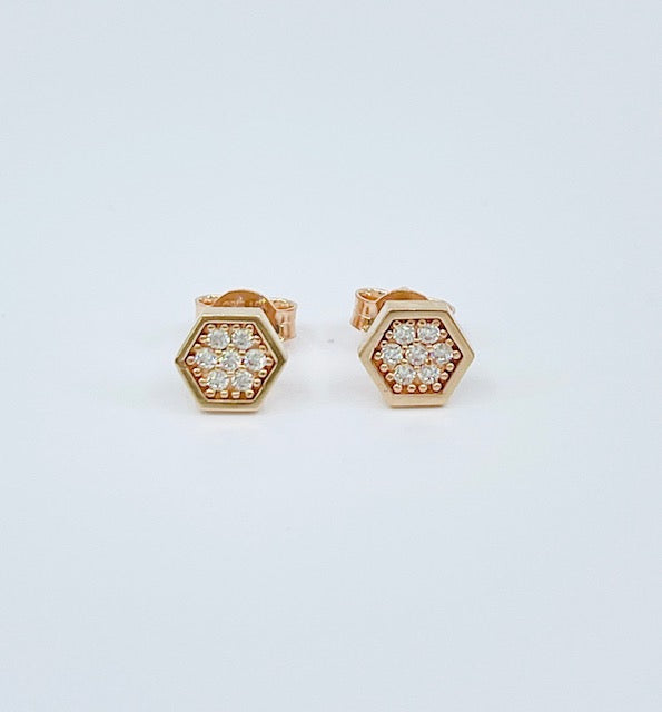 10K Rose Gold Cubic Zirconia Stud Earrings