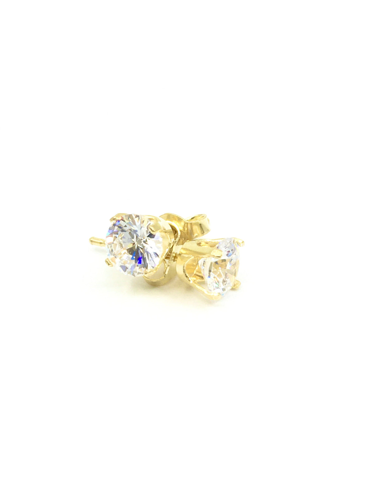 10K Yellow Gold Cubic Zirconia Stud Earrings - 3mm