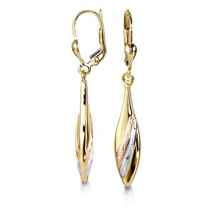 10K Tri Tone Gold 42mm Earrings