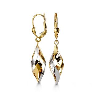 10K Two Tone Gold 40mm Earrings