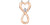 Rose gold infinity heart pendant with a diamond on a white background