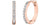 Rose gold hoop earrings with clear gemstones on a white background