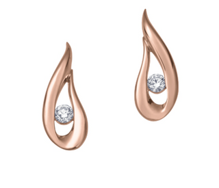 Aretes de diamantes canadienses brillantes redondos de 0,14 quilates en oro rosa de 10 quilates