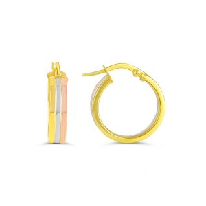 Gold hoop earrings on a white background