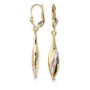 Gold earrings with a white background