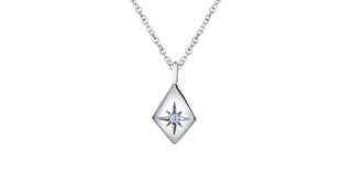 10K White Gold 0.02cttw Canadian Diamond Pendant, 18"