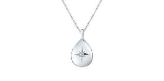 Teardrop-shaped pendant with star design on a white background