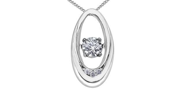 10K White Gold 0.03cttw Diamond Pulse Pendant, 18"