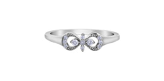 Anillo de cruz/infinito con diamantes de 0,10 quilates en oro blanco de 10 quilates, talla 6