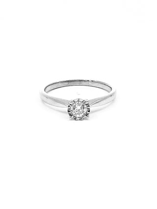 10K White Gold 0.25-0.50cttw Round Brilliant Cut Diamond Engagement Ring, size 6.5
