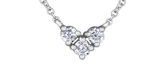 Diamond necklace with a heart-shaped pendant on a white background