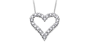 Colgante en forma de corazón con diamantes de 0,50 quilates en oro blanco de 10 quilates, 18"